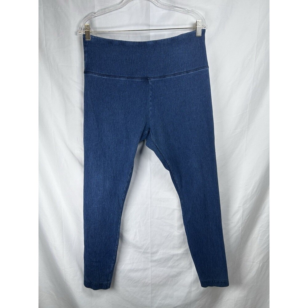 Lysse Denim Leggings Size XL High Rise Blue Wide Elastic Waistband Jeggings